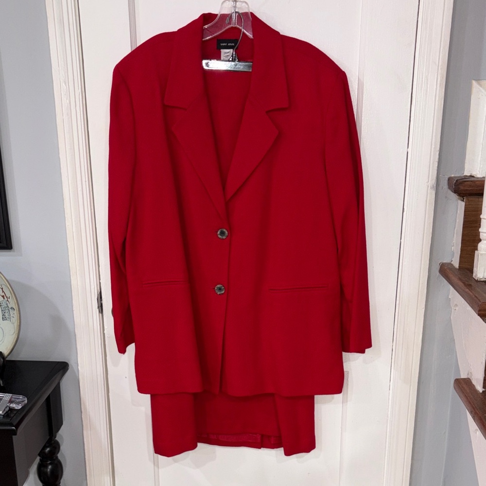 Vintage Saint Joval. Red Blazer and Skirt Set